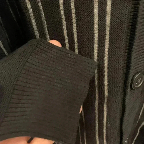 Mens Alfani Stripped Cardigan V Neck Button Down M NWT -B4 Black - Picture 4 of 6